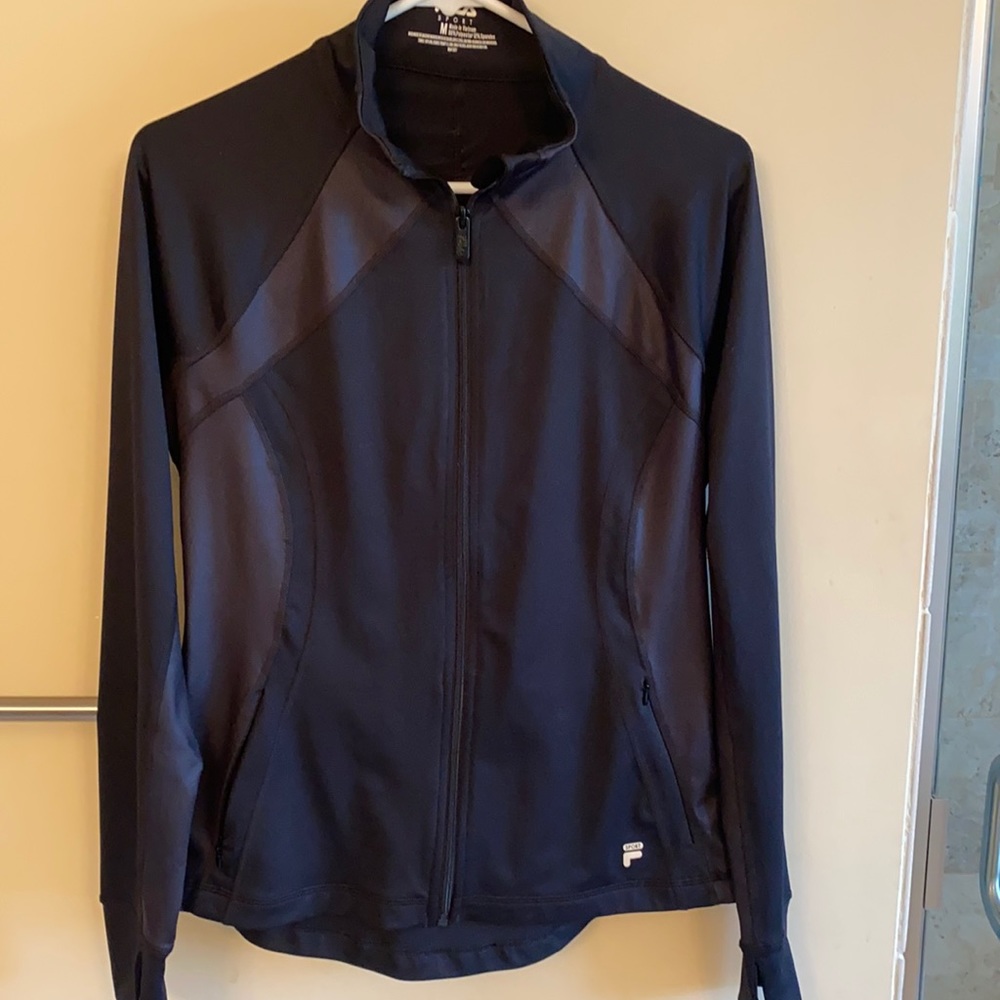 Cute Fila athletic jacket black on black size Medium
